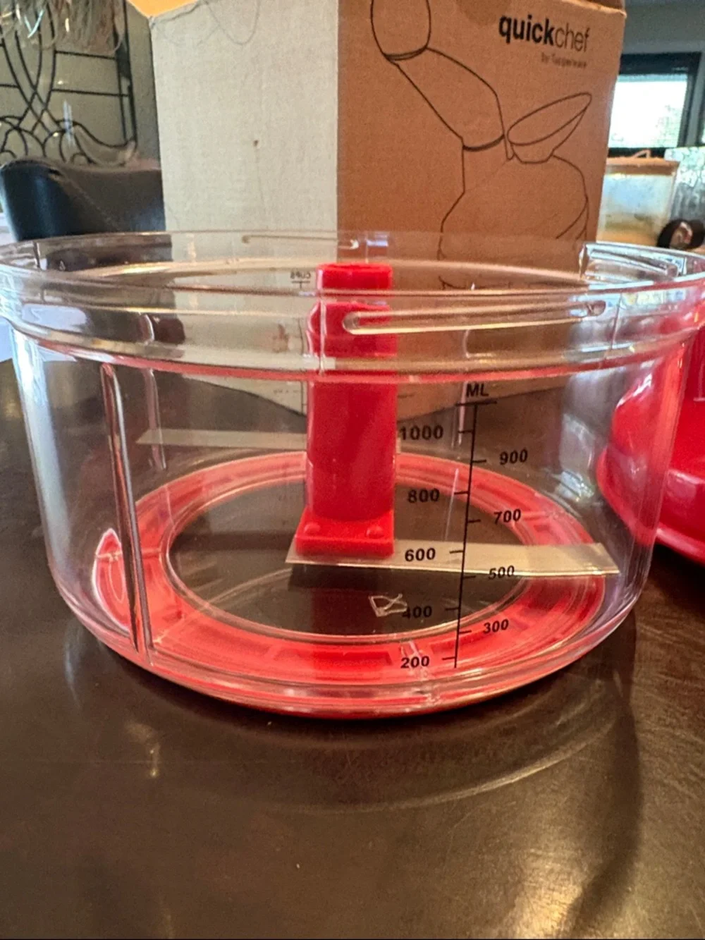 Tupperware QuickChef Bright Red Manual Chopper with Scoop - Picture 5 of 6
